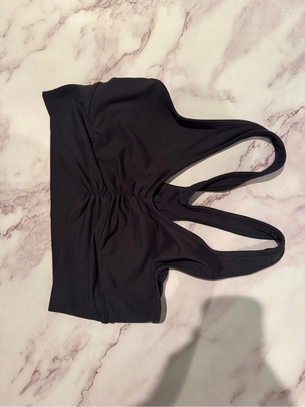Alo Black Ruched Sports Bra charcoal large